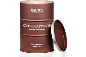 M&SENSE Bougies parfumées au café Cappucina, bougies en cire naturelle de soja, combustion longue durée de 600g 120 heures, cadeaux pour les amateurs de café cadeau fete des meres