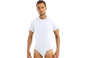 inlzdz Herren Overall Kurzarm/Ärmellos Body aus Baumwolle Einteiler Bodysuit mit Druckknöpfen im Schritt Männerbody Unterhemd Fitness Sportbody
