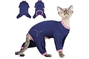 PUMYPOREITY Manteau Chat, Pull Polaire Manteau Hiver Combinaison Chat Anti Lechage Veste Chaud(Bleu, XL)