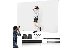 Biały ekran ze stojakiem, białe tło chromakey Heorryn 3 m z podpórką fotograficzną, zestaw stojaków do sesji zdjęciowych, strumieniowych, gier, nagrywania zdjęć i wideo