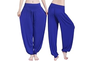 WSLCN Pantalon de Yoga pour Femme Yoga Pantacourt Harem Bouffant Super Doux Spandex Modal Yoga Pilates Sarouel Jambe Fitness Sport Jogging Danse Élastique Extensible