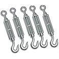 WeighTaj Mild Eye To Hook Turnbuckle Galvanized - Wire Rope Turnbuckle Straining Screw Open Body Rigging Wire Rope Tension - All Sizes (16Mm, Pack Of 5)