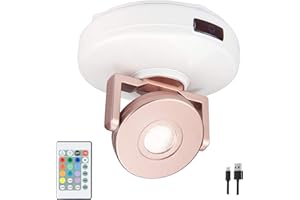 ‎HONWELL HONWELL LED Deckenstrahler mit Fernbedienung, Wiederaufladbar Deckenspot Kabellose Dartscheibe Beleuchtung Dimmbar Wandspot Schwenkbar Schrankbeleuchtung für Dartscheibe