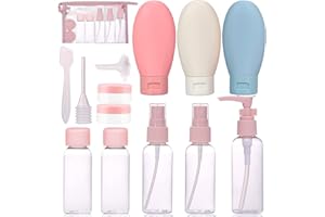 AKOFIC 13 Stück Reiseflaschen, Kleines Kosmetik Behälter Reise Flaschen Set mit Transparenter Kulturtasche, Auslaufsichere Reiseflaschenset Nachfüllbare Tragbare für Kosmetik Shampoo Flüssigkeit Lotion