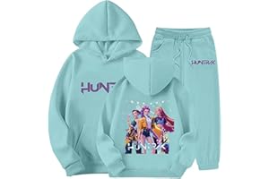 GENERIC Kpop Kinder Jogginganzug Mädchen Jungen - K Pop Trainingsanzug Kinder 2 Teilig Kpop Pullover Hoodie und Jogginghose, Hip Hop Outfit Mädchen Sportkleidung Y2K Anime Kapuzenpullover Sport Set 2-13 Jahre