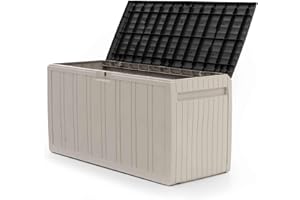 Gardiun Baúl de Almacenaje Top 117x45,5x57,50 cm 270L Montaje en Clic | Fabricado en Resina | Sistema de Cierre para Candado | Diseño Bicolor