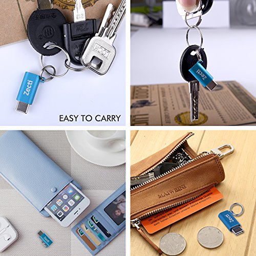 Zecti USB C Adapter auf Micro USB [4 Stücke] USB C Adapter mit Keychain und 56K Widerstand für OnePlus 3, HTC 10, Google Chromebook Pixel,LG G5 - 8