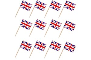 COSORO 100 Mini Regno Unito. Bandiera Stuzzicadenti,Carta Bandiera Decorare Cocktail,Torte,Frutta,Panini,Alimenti,Cibo,Tazze di Carta,Forniture per Festa Bar a Tema Calcio Europeo