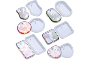 LGWJHCY 6 stampi in silicone, per la creazione di gioielli, fai da te in silicone per resina, collana in ghisa di resina, orecchini fai da te, stampo in silicone epossidico per ciondoli, portachiavi