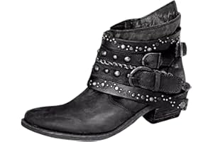 NUSGEAR 2023 Botines Mujer Zapatos retro Botas de tacón bajo Agua Tacon Ancho Moda Casual Otoño Invierno Comodos Botas de piratas Antideslizante Boots puntiagudas vintage fiesta punk gotico Zapatos