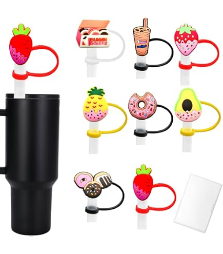 10 PezziCoperture per Cannuccia per Staney Cup, Tappo per Cannuccia Riutilizzabile, 10mm Tappo di Cannuccia in Silicone Antipolvere Adorabile per Stanley Cup Accessories Staney