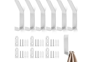 Nakutita Kleiderhaken 6 Stück, Großes Doppelhaken und Platzsparende Moderne Schlichte Garderobenhaken, zum Bohren Haken für Jacken, Mäntel, Schals, Handtuch, Handtaschen und Mehr (Silber)