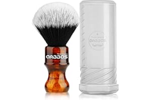 Anbbas Rasierpinsel Vegan mit Reisedose für Rasierpinsel Classic Nylon Fibre Harzgriff Größe Shaving Bürste (Knot 24mm) (Bernstein)