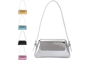 NAMCHEBARWA Women's Silver Purse Evening Bag Y2k Metallic Silver Purse Hobo Bag Leather Tote Handbag Satchel Bag Cute Party Bag Clutch Bags