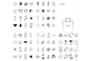 WOOXDYUK Tymczasowe zestawy tatuaży, 5 arkuszy z 80 stylami dekoltu, mała twarz, sztuczne naklejki do tatuażu, tatuaże koronkowe, tatuaże z motywem kwiatu lotosu, kolor dla kobiet, czarny