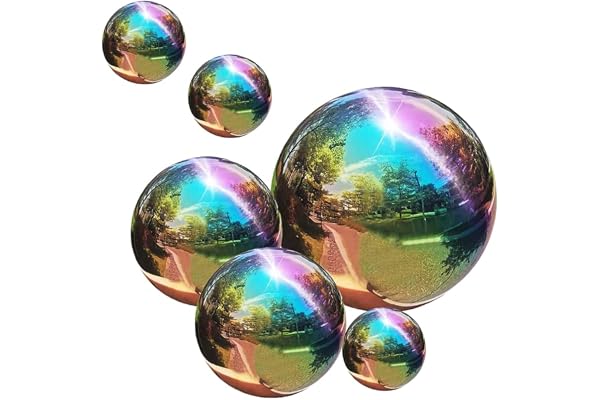 BESTonZON Lot de 6 Boules de Jardin en Acier Inoxydable Poli Miroir - Boules Creuses en métal - Boules de Bassin - Réfléchissantes en Acier Inoxydable - pour l'extérieur, Jardin, étang, Piscine