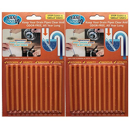 zooarts 24 (2 Packungen) orange Enzymatische Ablauf Sticks – Hilft zu verhindern Verstopfungen bilden – 1 Jahr der Schutz Pro Paket