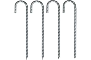 MIN-XL Galvanized Rebar Stakes Heavy Duty with Threaded, Ground Anchors Stakes for Fixing Water Pipes, Tent Stakes and Garden Fence Stakes,30CM (J-4PCS)
