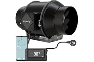 Aygrochy 150mm App Extracteur d'Air 55W, Moteur EC triphasé avec programmation de la température et de l'humidité, ventilateur d'extraction de 2800 tr/min pour Booster, tentes de culture.