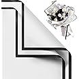 Just Flowers Waterproof Floral Wrapping Paper, Gift Wrapping Paper Roll Sheet, Florist Bouquet Supplies (Pack of 10 Wrapping Paper with Black Edge, White)