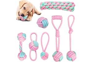 ALEPGLDE Giocattoli per cani,Set di Giocattoli per Cani Masticatori,7 Pezzi Giochi Cane Interattivi Giocattolo di ​Rafforzato Giochi Giocattoli di Corda Cane,per La Pulizia dei Denti,Resistenti e Lavabili,Rosa