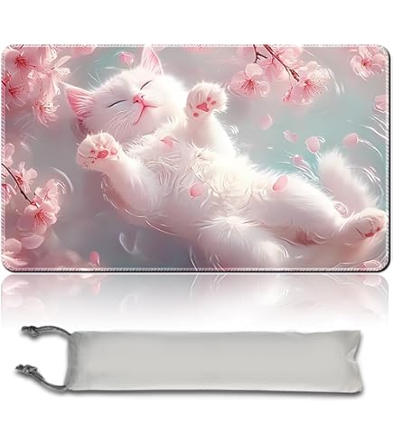 Tappetino Da Gioco Per Carte MTG – 61x35,6 Cm, Base In Gomma Antiscivolo, Stampa Gatto Kawaii, Ideale Per Giochi Di Carte - 2