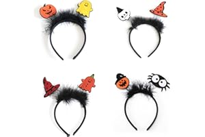 FALAFOTY 4 Pezzi Fascia per Halloween Fascia per Cappello da Strega di Halloween Halloween Fascia Costume Party CapelliVestire Decoration Hairband per Ragazze e Donne Festa di Halloween