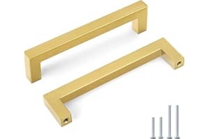 Goldenwarm 10 Stück Möbelgriffe Gold 128mm Lochabstand Schrankgriffe Gold Griffe für Küchenschränke Möbelgriffe Edelstahl Küchengriffe Goldene Griffe