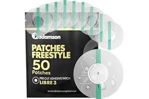 ADAMSON Parches Freestyle Libre 3-50 x Freestyle Libre Protector 3, Duraderos, Sin Adhesivo en el centro, Fáciles de Poner y Quitar, No Irritantes - Ideales para Deportes, Natación y Uso Diario