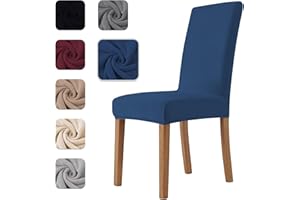 Homebliss Coprisedie con Schienale 6 Pezzi in Velluto Elasticizzati, Universale, Copri sedia Cucina Soggiorno Super Morbido Comodo Anti-Graffio - Blu