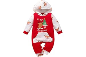 Geagodelia Baby Jungen Mädchen Strampler Overall Weihnachten Outfit Kleidung Weihnachtsoutfit Babykleidung Schlafstrampler Neugeborene Weiche Babyset My First Christmas