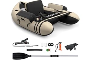COSTWAY Belly Boat da Pesca Portatile, Gommone Gonfiabile da Pesca con Porta Canne Regolabile, Pompa, Pagaia in Alluminio, Spallacci e Kit di Riparazione, Barca da Mare con 2 Pinne, capacità 160kg