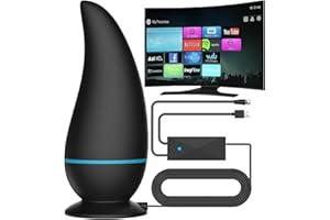 PTUI TV Aerial Indoor - with 300+ Miles Long Range & 360° Reception Freeview Strong Signal Digital Aerial UK Support 4K/ 1080P/VHF/UHF/DAB Radio All TV with 16.4Ft Coax Cable