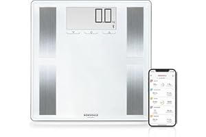 Soehnle Balance connectée Shape Sense Connect 100, Balance pèse personne avec connexion Bluetooth® aux applications de suivi de santé, Pèse personne à technologie BIA premium, avec affichage LCD