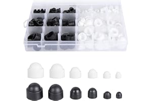Gueenky 300 Piezas tapa de tuerca hexagonal, M4 M5 M6 M8 M10 M12 Cubierta Cúpula de Tuerca Perno Blanco Negro Tapon Protección Tuerca para Tuercas Tuercas Tornillos