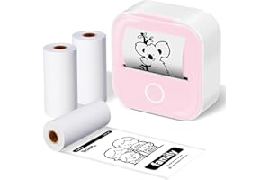 ‎ASPRINK ASprink Mini Pocket Printer mit 3 Papierrollen, T02 Mini Drucker, Sticker Drucker, Mini Aufkleberdrucker, Thermodrucker, Mini Bluetooth Drucker, Inkeless Drucker für Notizen, Memos, Zeitschriften, DIY