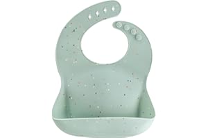 mushie Bavoir Bébé en Silicone | Bavoirs Imperméables Réglables | Bavoirs Faciles à Essuyer | 4 Tailles Réglables Avec Poches Avant Profondes | 100% Sans BPA et Phtalate