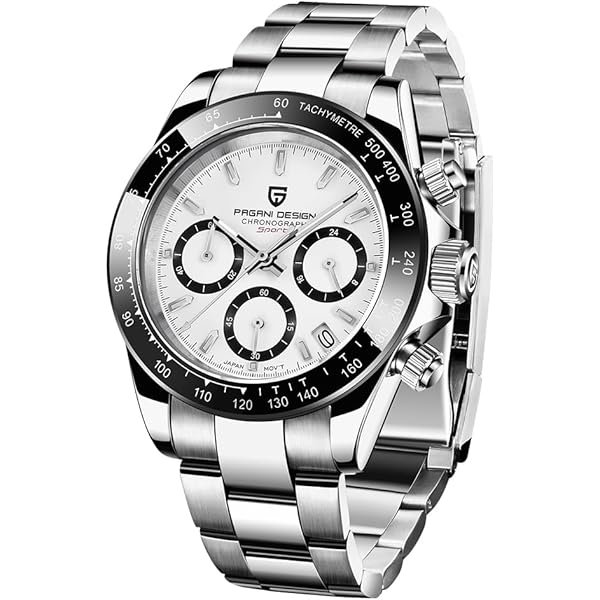 Pagani Design 1701 Uomo Cronografo Professionale Giappone VK63 Movimento al quarzo Luna Orologio da polso in acciaio inox 100M impermeabile Casual Orologio Analogico Data, Puntatore