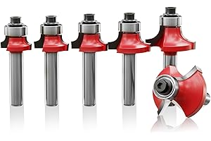 CSOOM 6 Stück 8mm Schaft Abrundfräser Standard Rundfräser Set, Hartmetall Runde Über Fräser Bits Oberfräsen-Bits Kantenfräser Radiusfräser für die Holzbearbeitung