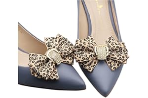 Tsangbaby 2 pezzi clip per scarpe leopardate strass fiocco scarpa fiore decorazione per fai da te frizione vestito cappello accessori, Strass, Strass