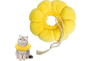 GGUFAY Collarín Gato Ajustable Collarín para Gatos y Perros Pequeños Después de la Cirugía, Suave Girasol Restauración Collar Cono