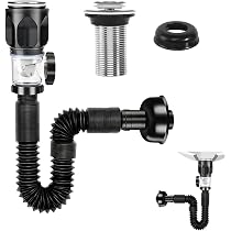 Kit Di Scarico 2 In 1 Per Lavabo, Tubo Flessibile Ed Espandibile Con Tappo Pop-Up Anti-Intasamento, Adatto A Troppopieno, Colore Nero