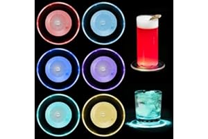 Infreecs Zestaw 6 podstawek LED, 7 trybów świecenia, do szklanek, 10 cm, kolorowe podstawki akrylowe, okrągłe, wodoodporne, na imprezy, wesela, do baru, na Boże Narodzenie