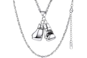 PROSTEEL Collier Pendentif Gants de Boxe Chaîne 3mm Offerte Bijoux Homme Garçon en Acier/Plaqué Or Jaune/Or Rose/Métal Noir