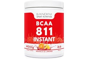 Bandini® BCAA POWDER 8 1 1 Integratore di Aminoacidi Ramificati in rapporto 8:1:1 da 400g - Polvere Aromatizzata al gusto di ARANCIA e LIMONE - Palestra, Sport, Pre Intra e Post Workout - 100% Vegan