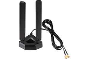 Eightwood Trójpasmowa antena WiFi 6E, 6 GHz, 5 GHz, 2,4 GHz, WiFi, podstawa magnetyczna z przedłużaczem 2 m, do komputera stacjonarnego, karty PCIe, WiFi 6E, routera WiFi