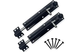 Tradeals 2 Pack - Heavy Duty Gate Bolt Door Lock Tower Door Bolt Door Lock Barrel Slide Bolt Lock for Garden Gates,Shed Doors and Wooden Fence Extra Safety and Security Black (8")