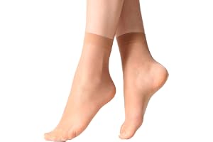 MANZI Women's Ankle High Sheer Socks, Sj-Natural, One Size, 12 Pairs