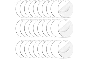 Yolev 30 Stück Transparente Acrylglas Scheiben 6,5 cm Runde Perforierte Platte für Schlüsselanhänger Rohlinge Heimdekoration Kuchen DIY Herstellung