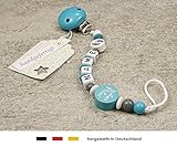 Baby SCHNULLERKETTE mit NAMEN | Schnullerhalter mit Wunschnamen – Jungen Motiv „kleiner Prinz“ in türkis - 2